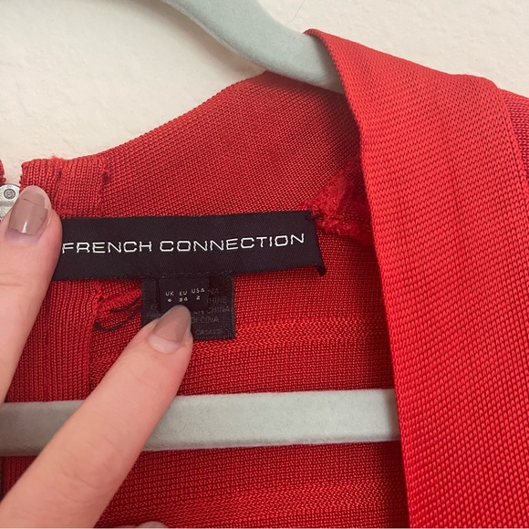 Size 2 French Connection Red Bandage Mini Dress - Picture 4 of 5